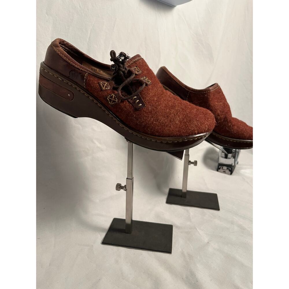 Born Wool Blend Lace Up Clogs Brown Comfort Shoes Women’s Size 8